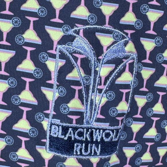 Turtleson Polo Shirt Men Large Blue Margarita Cocktail AOP Blackwolf Run Stretch - Picture 4 of 11